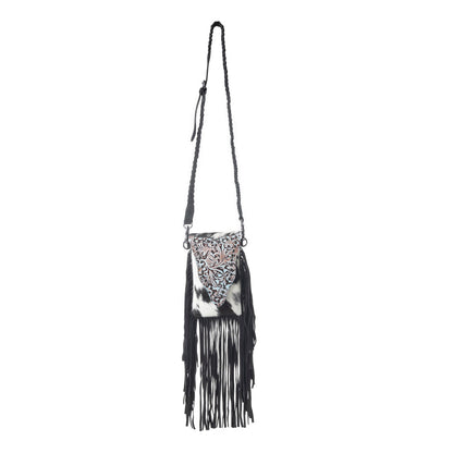 Dakota Drift Hairon Leather Bag in Ebony & White