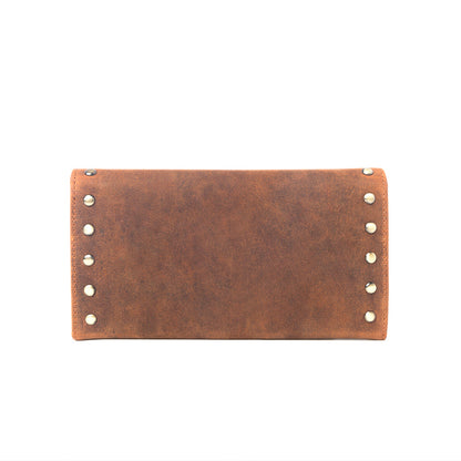 Yellowstone Caldera Leather Wallet with Rivets in Amber