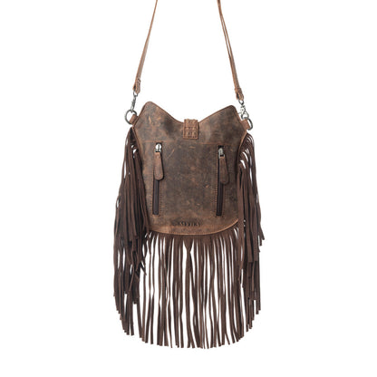 Myra Maverick Mist Hairon Leather Bag in Speckled Ivory