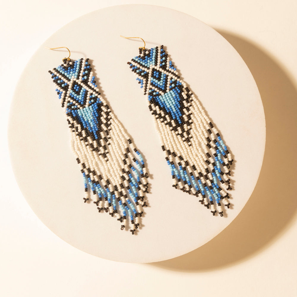 Myra Mesa Twilight Beaded Fringe Earrings in Midnight Blue