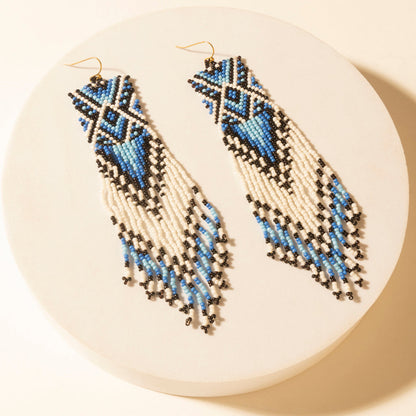Myra Mesa Twilight Beaded Fringe Earrings in Midnight Blue