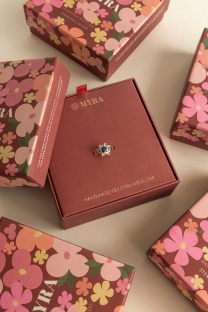 Myra Canyon Dew Sterling Silver Ring in Starlit Navy
