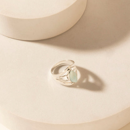 Myra Marquise Halo Sterling Silver Ring in Mirage Grey