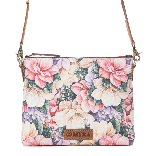 Myra Wildflower Trail Cotton & Leather Crossbody Bag in Vintage Rose