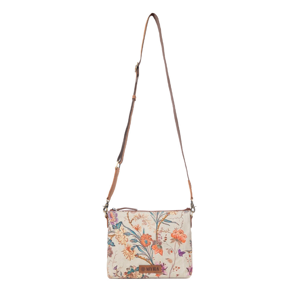 Myra Wildflower Trail Cotton & Leather Crossbody Bag in Sunlit Bloom