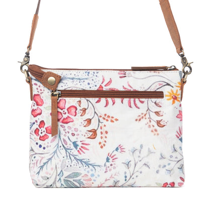 Myra Wildflower Trail Cotton & Leather Crossbody Bag in Spring Sand