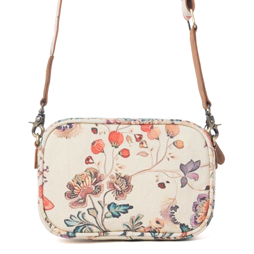 Myra Meadow Song Cotton & Leather Crossbody Bag in Primrose Yellow