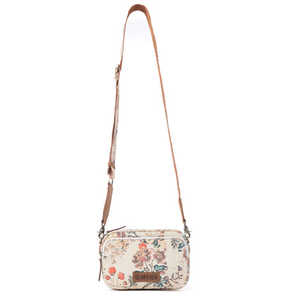 Myra Meadow Song Cotton & Leather Crossbody Bag in Primrose Yellow