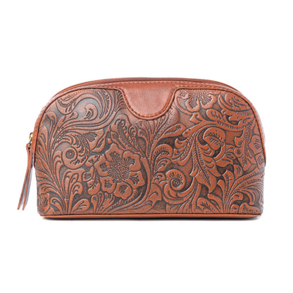 Myra Saddlefire Embossed Leather Multi-pouch in Desert Oak