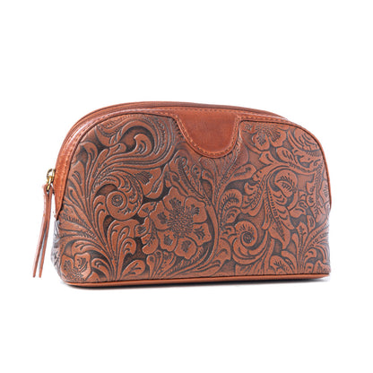 Myra Saddlefire Embossed Leather Multi-pouch in Desert Oak