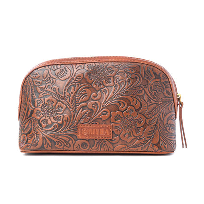 Myra Saddlefire Embossed Leather Multi-pouch in Desert Oak