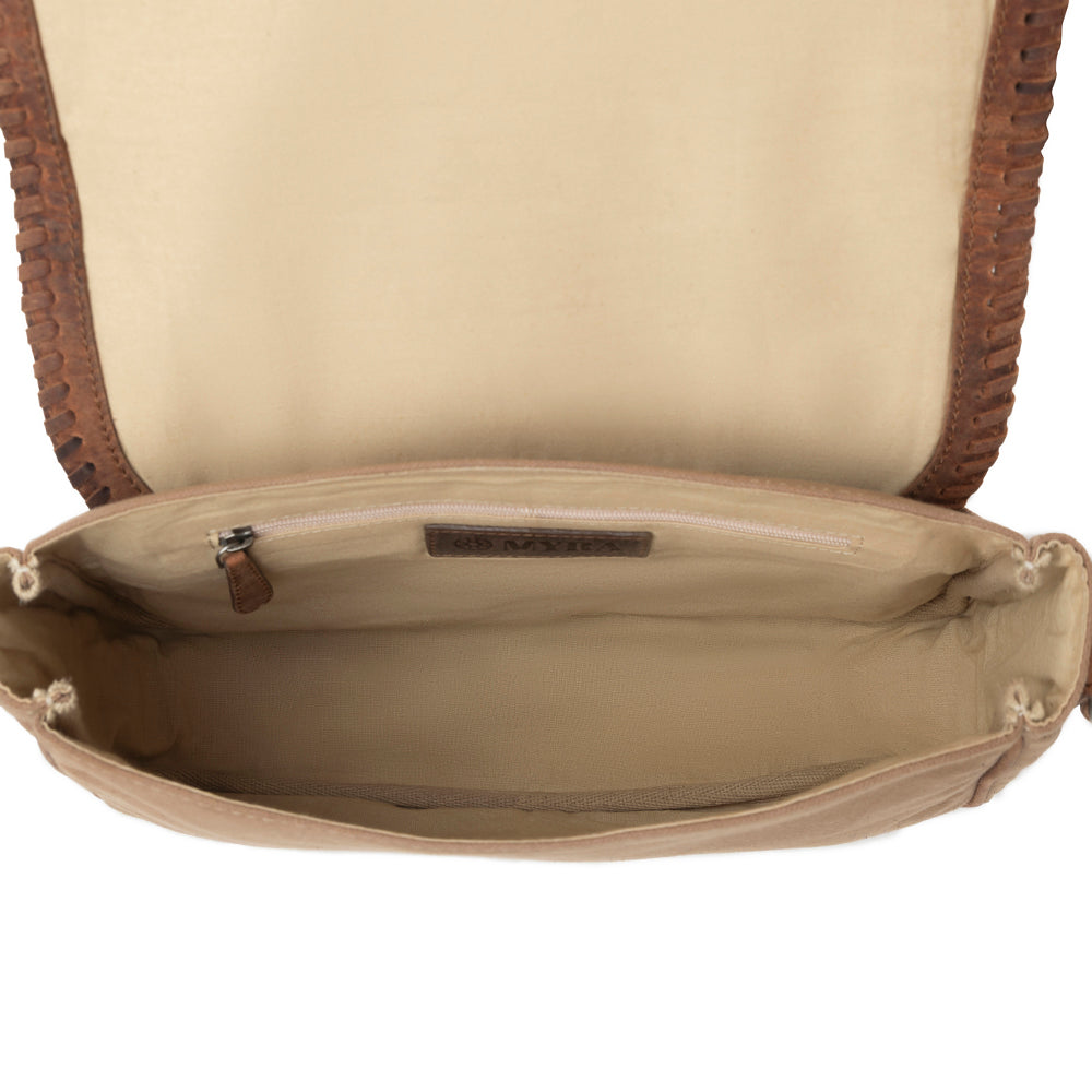 Myra Outlaw's Travels Leather Shoulder Bag in Burnt Sand