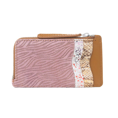 Myra Ashen Blush Leather Wallet in Mauve Snake Print