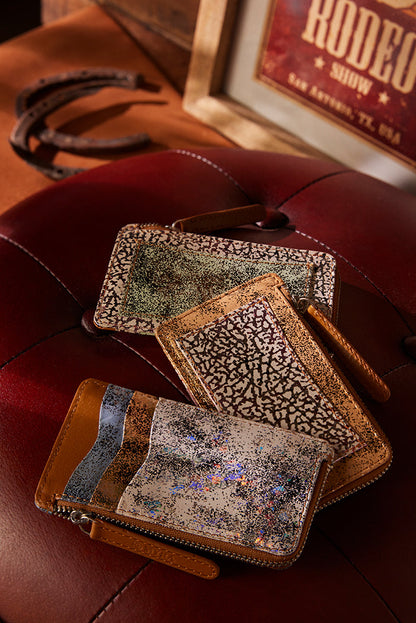 Myra Ashen Blush Leather Wallet in Mauve Snake Print