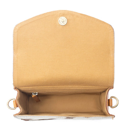 Myra Bridle Blossom Handtooled Hairon Leather Bag in Amber Carve