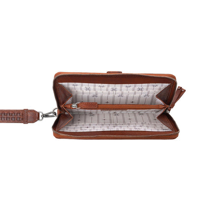 Myra Zidana Elko Braided Veg Tanned Leather Wallet in Auburn Glow