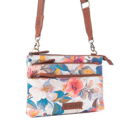 Myra Maple Ridge Cotton & Leather Crossbody Bag in Painted Ivory
