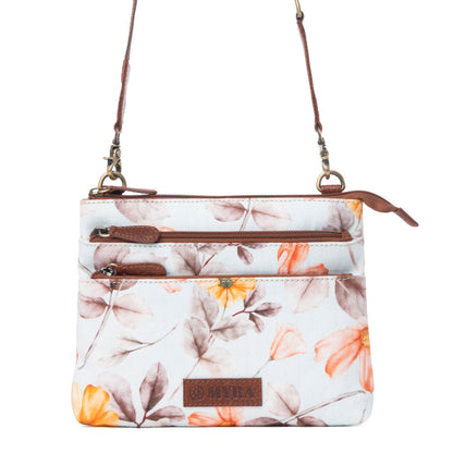Myra Maple Ridge Cotton & Leather Crossbody Bag in Powder Sky