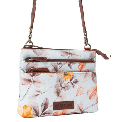 Myra Maple Ridge Cotton & Leather Crossbody Bag in Powder Sky
