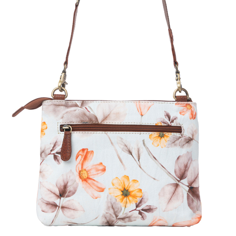 Myra Maple Ridge Cotton & Leather Crossbody Bag in Powder Sky