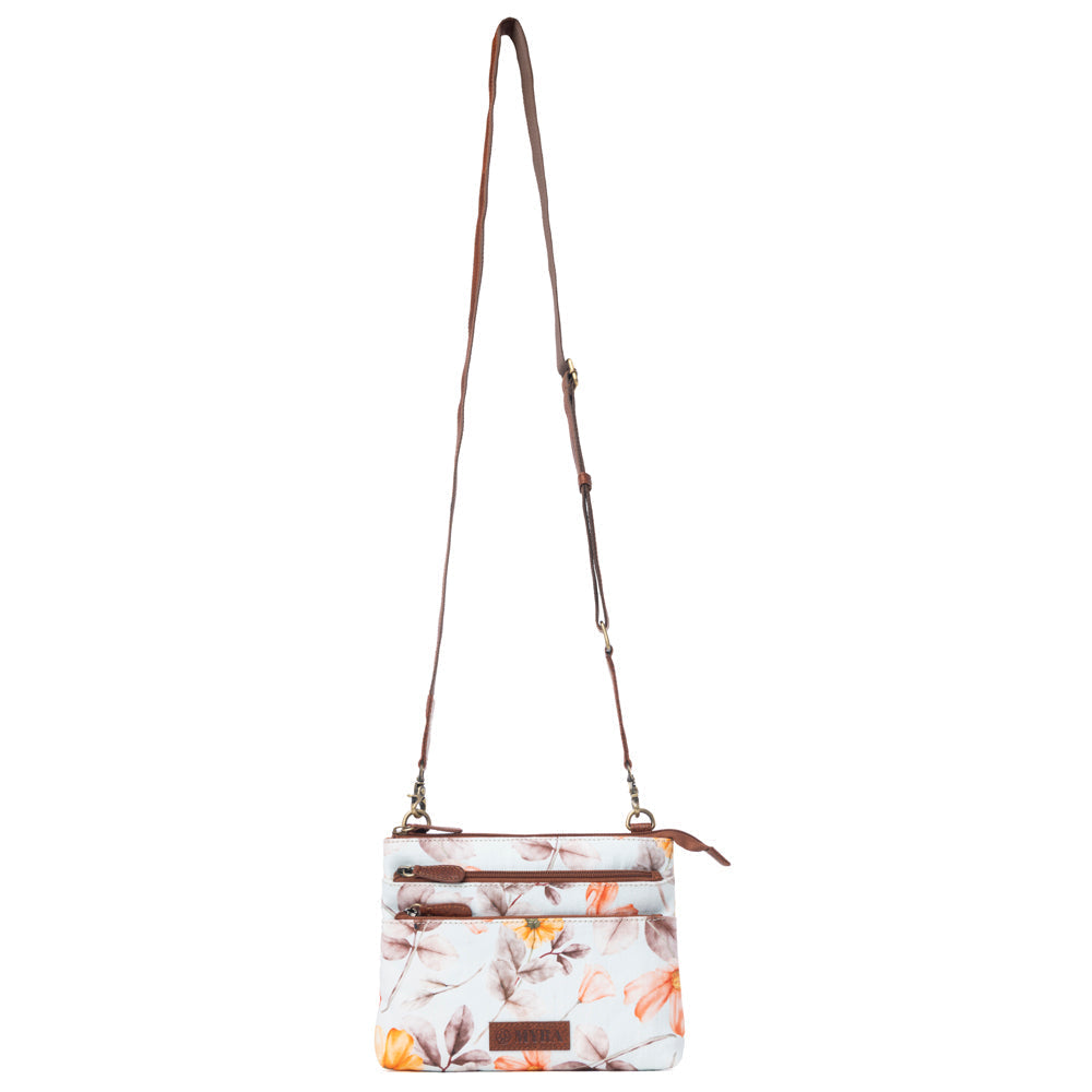 Myra Maple Ridge Cotton & Leather Crossbody Bag in Powder Sky
