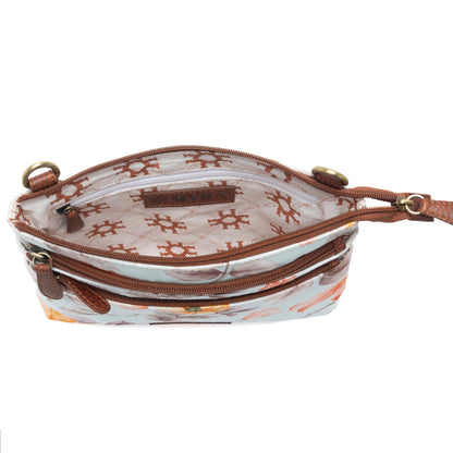 Myra Maple Ridge Cotton & Leather Crossbody Bag in Powder Sky