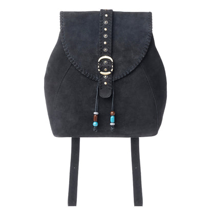 Myra Yellowstone Ironwood Studded Suede Leather Concealed Carry Bag in Shadow Black