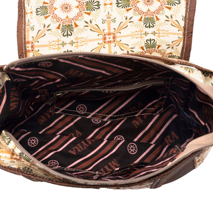 Myra Oakline Cotton & Leather Shoulder Bag in Oat Brown