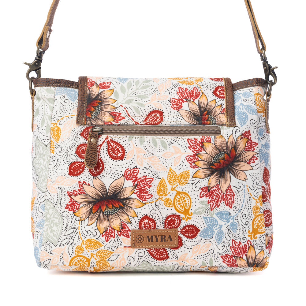Myra Oakline Cotton & Leather Shoulder Bag in Powder Brown