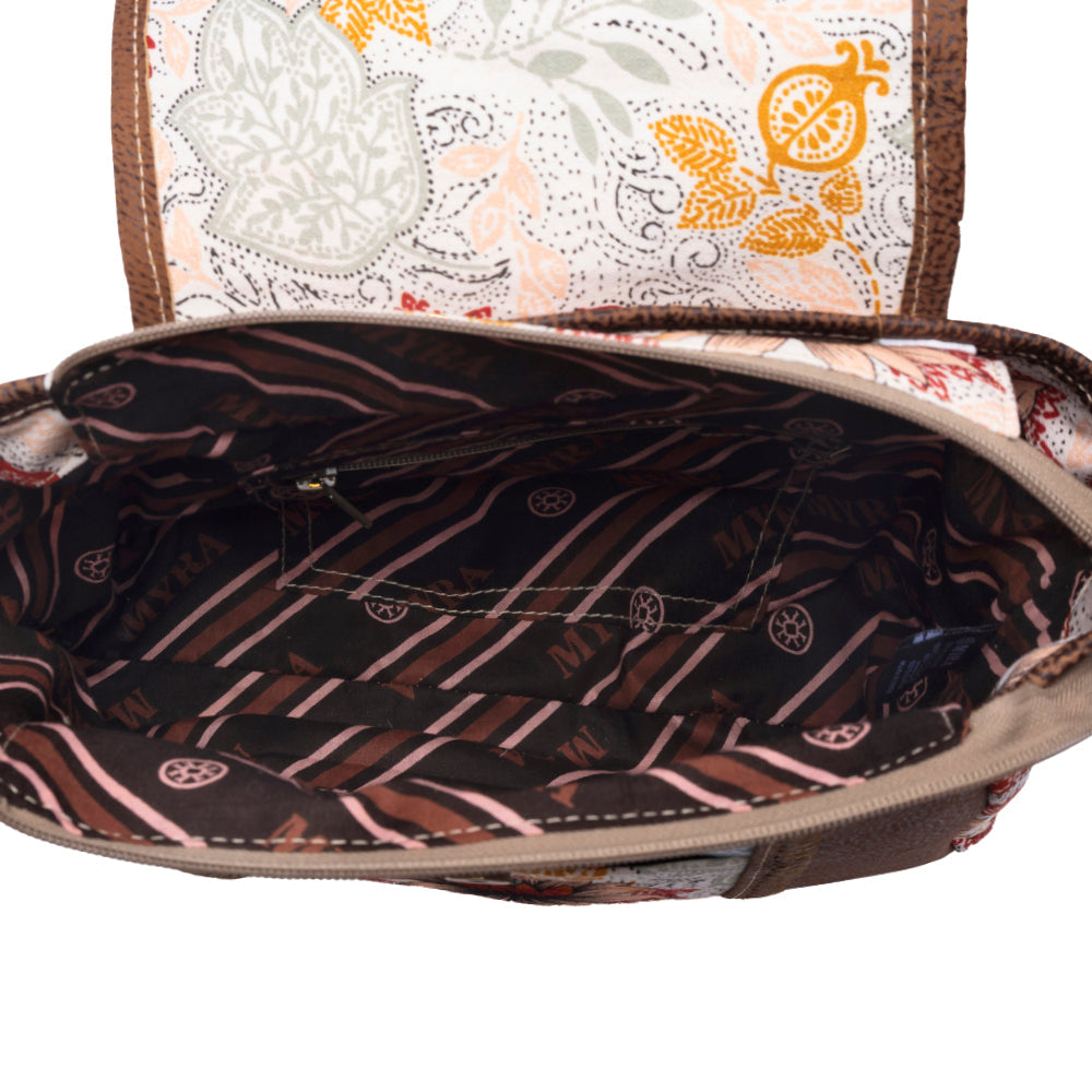 Myra Oakline Cotton & Leather Shoulder Bag in Powder Brown