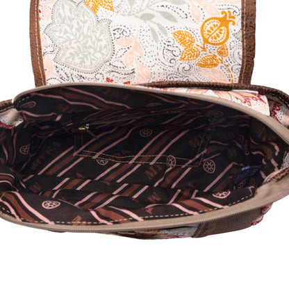 Myra Oakline Cotton & Leather Shoulder Bag in Powder Brown