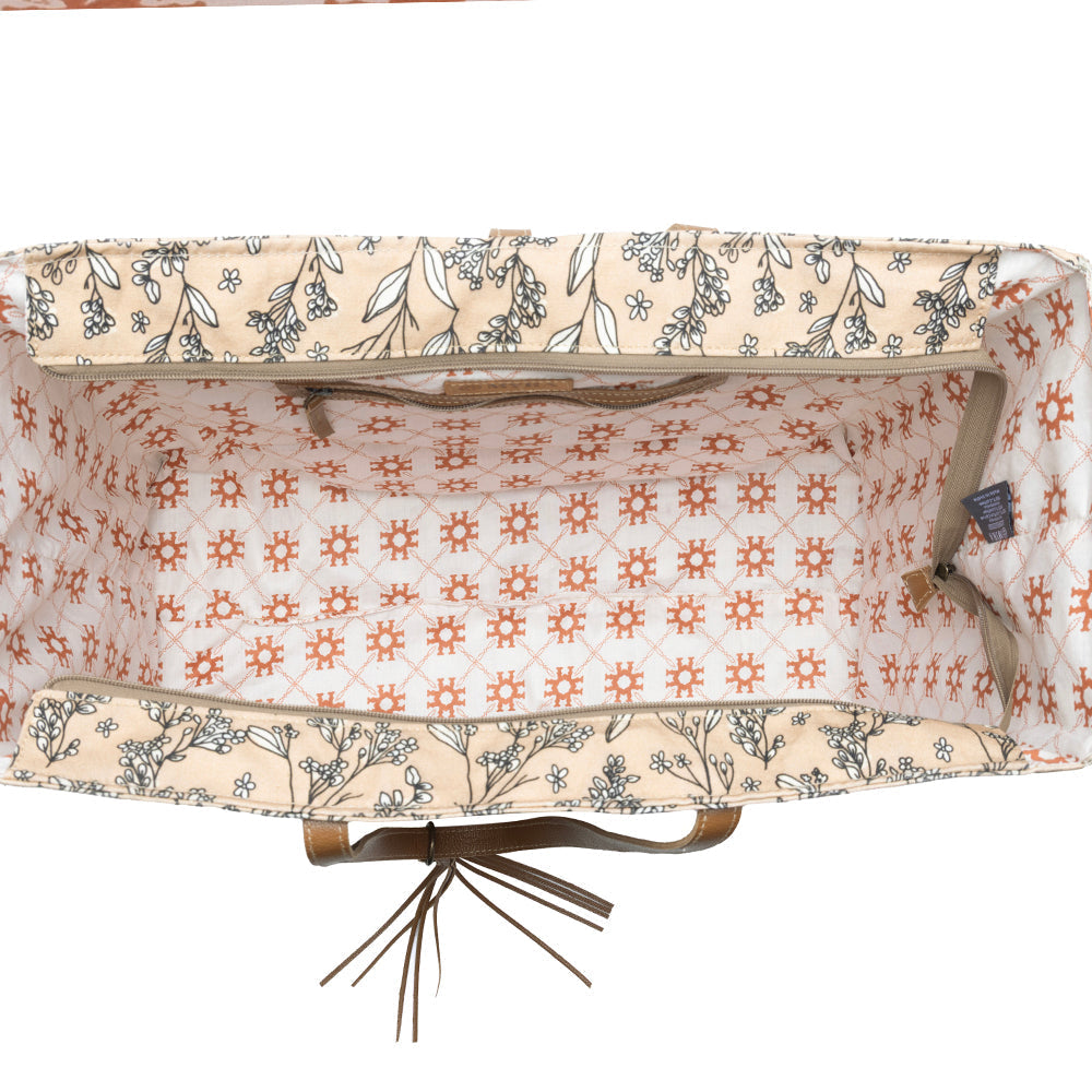 Myra Brookside Cotton & Leather Weekender Bag in Warm Tan