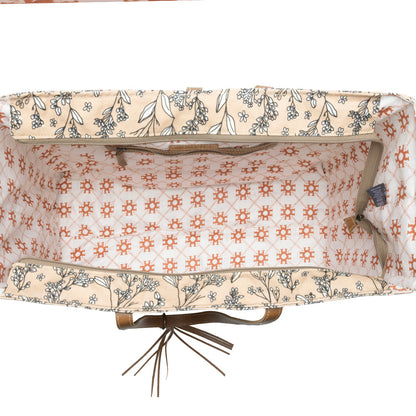 Myra Brookside Cotton & Leather Weekender Bag in Warm Tan