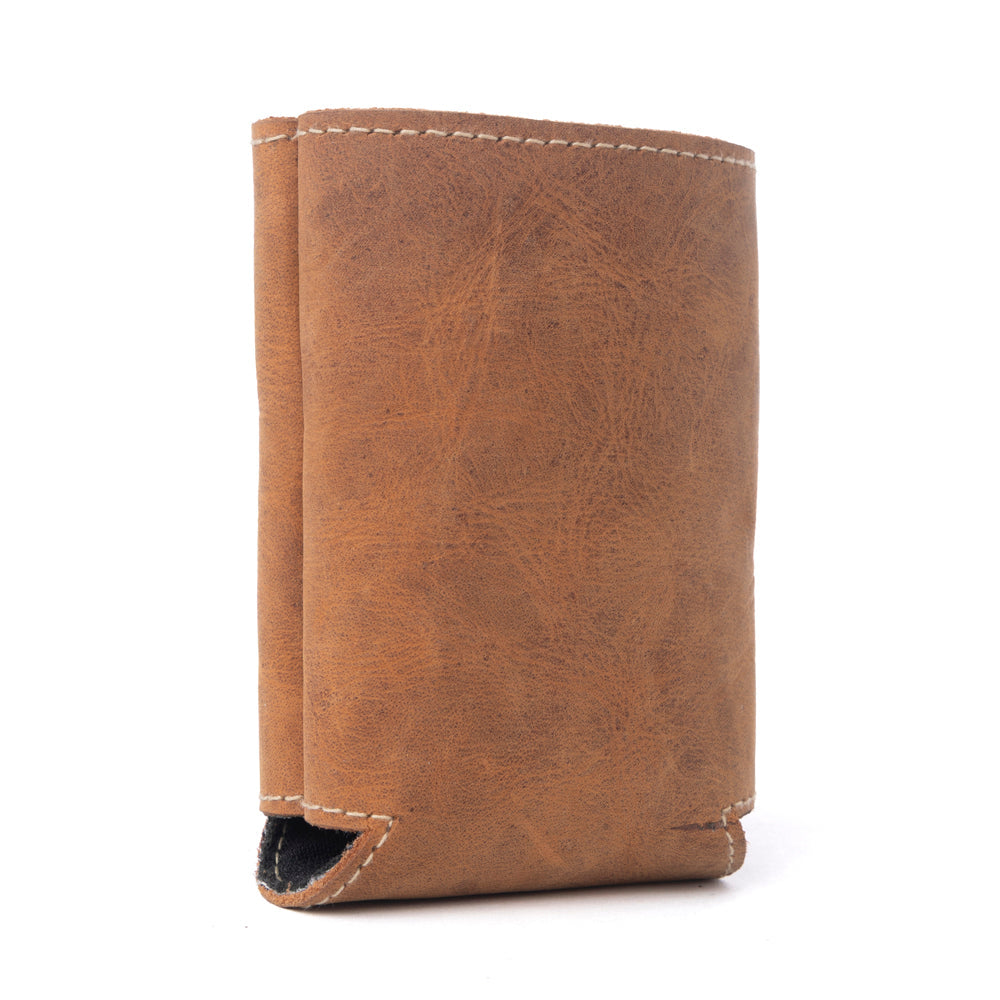 Myra Birch Valley Hairon Leather Beer Can Holder in Dusty Caramel