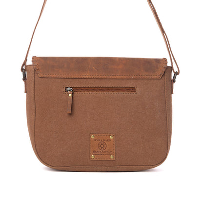 Myra Honey Field Hairon Leather Messenger Bag in Sable Mist