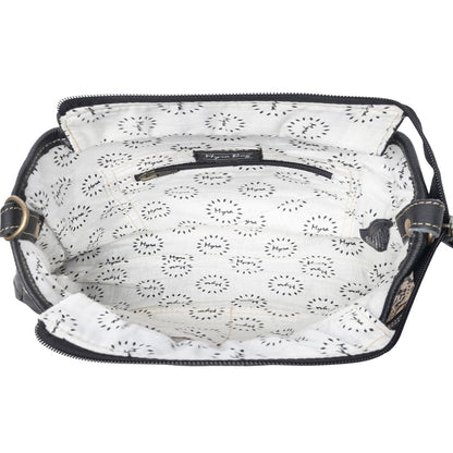 ANTIQUATED  LEATHER AND HAIRON BAG