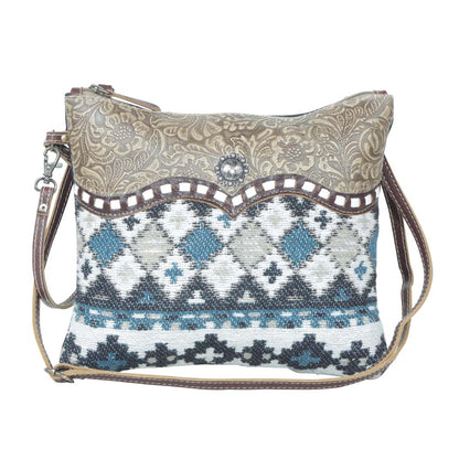 Myra Tincture Embossed Leather Crossbody Bag for Women Aztec Pattern, Adjustable Strap for Rodeo Style