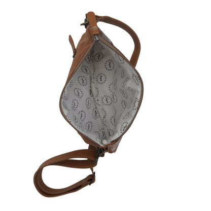 SANSA CHEVRON HANDTOOLED BAG