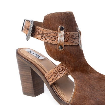 Myra Cora Jo Hairon Leather Boots - Pointed Toe, Block Heel Ankle Boots with Handtooled Buckle Accents for Cowgirl Escapades