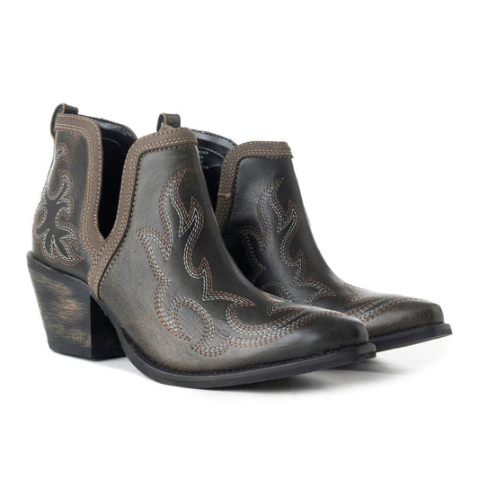 Myra Emmie Faye Stitched Ankle Boots for Women – Western Mid-Heel, Pointed Toe Cowgirl Booties