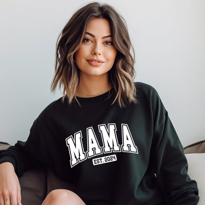 Mama Est Sweatshirt With Kids Names on Sleeve