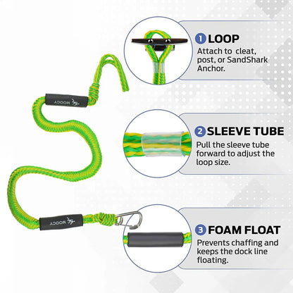 Stretchable Bung&ee Dock Lines With Foam Floats Elastic Mooring Boat