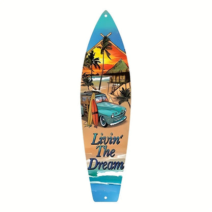 Tiki Bar Surfboard Wooden Sign Beach Themed Decor Decorative Wall Sign