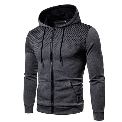 Men's Zip Up Hoodie – Polka Dot Pocket Sport Casual Sweatshirt