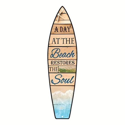 Tiki Bar Surfboard Wooden Sign Beach Themed Decor Decorative Wall Sign