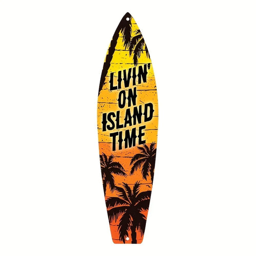 Tiki Bar Surfboard Wooden Sign Beach Themed Decor Decorative Wall Sign