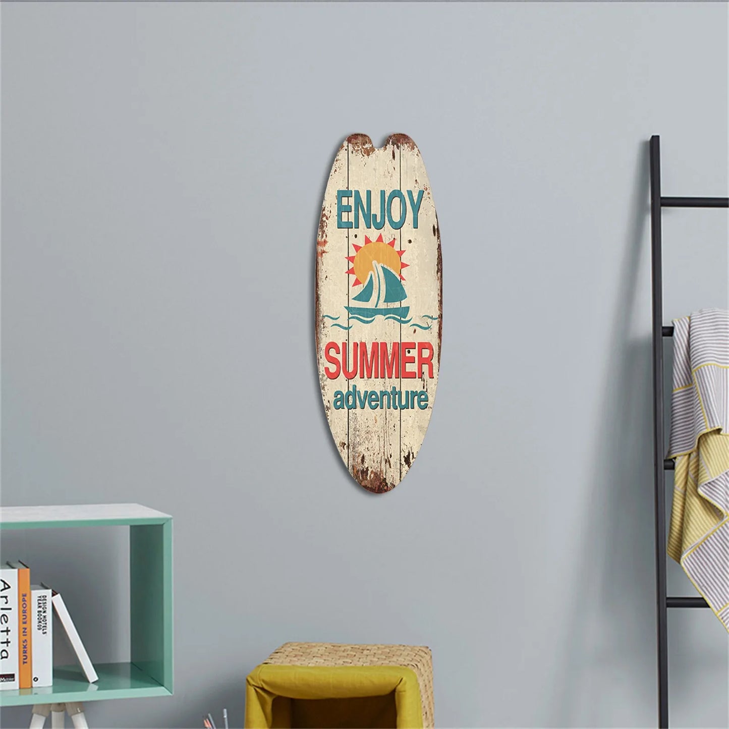 Beach Ocean Theme Surfboard Wooden Leisure Home Party Festival Hanging