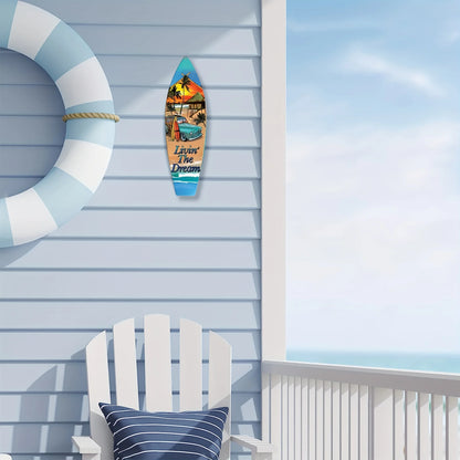 Tiki Bar Surfboard Wooden Sign Beach Themed Decor Decorative Wall Sign