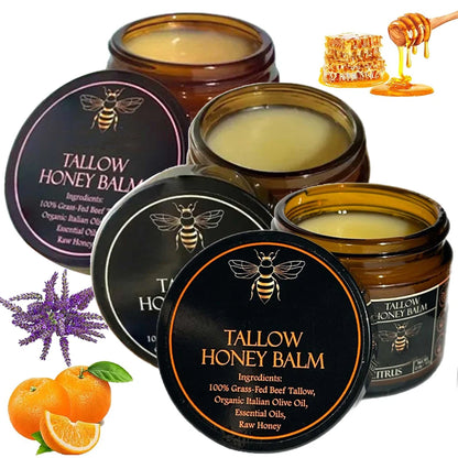 Organic Grass Fed Beef Tallow Balm With Raw Honey Moisturizing Cream