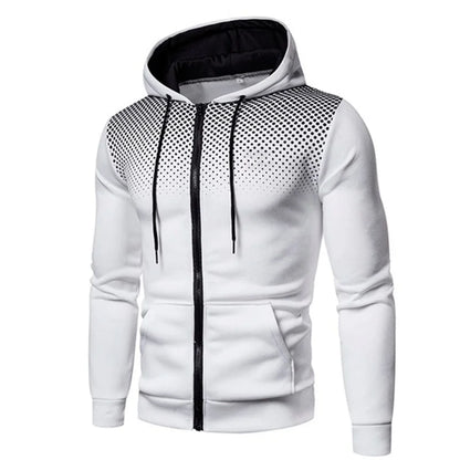 Men's Zip Up Hoodie – Polka Dot Pocket Sport Casual Sweatshirt